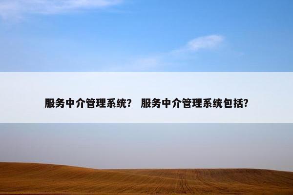 服务中介管理系统？ 服务中介管理系统包括？