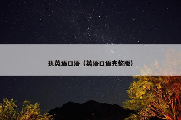 执英语口语（英语口语完整版）