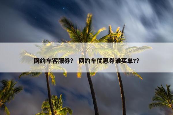 网约车客服券？ 网约车优惠券谁买单?？