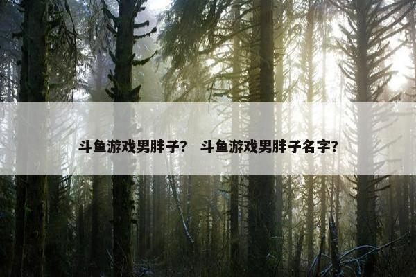 斗鱼游戏男胖子？ 斗鱼游戏男胖子名字？