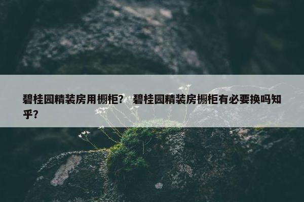 碧桂园精装房用橱柜？ 碧桂园精装房橱柜有必要换吗知乎？