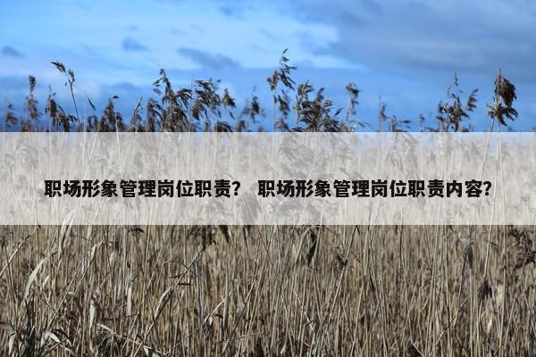 职场形象管理岗位职责？ 职场形象管理岗位职责内容？