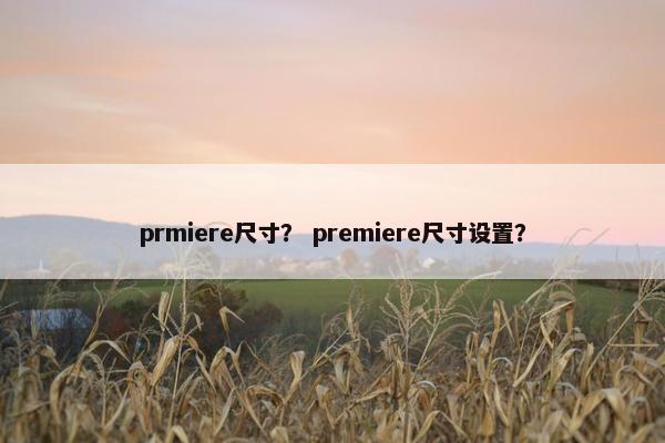 prmiere尺寸？ premiere尺寸设置？