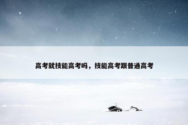 高考就技能高考吗，技能高考跟普通高考