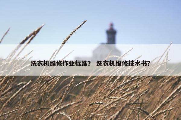 洗衣机维修作业标准？ 洗衣机维修技术书？