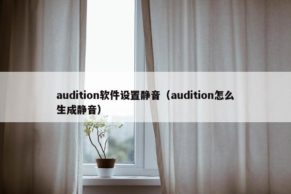 audition软件设置静音（audition怎么生成静音）