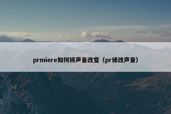 prmiere如何将声音改变（pr修改声音）
