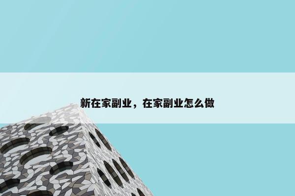新在家副业，在家副业怎么做