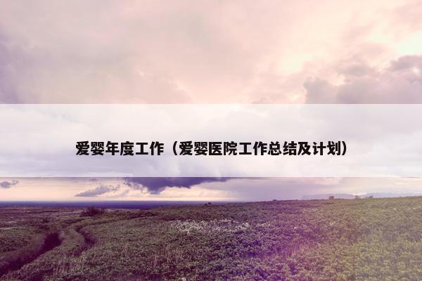 爱婴年度工作（爱婴医院工作总结及计划）