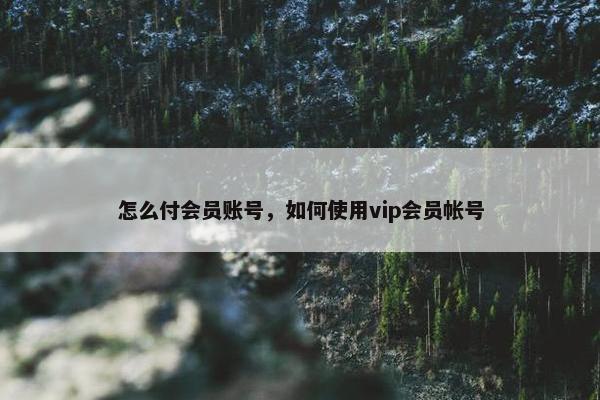 怎么付会员账号，如何使用vip会员帐号