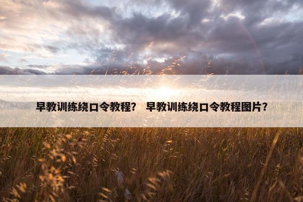 早教训练绕口令教程？ 早教训练绕口令教程图片？