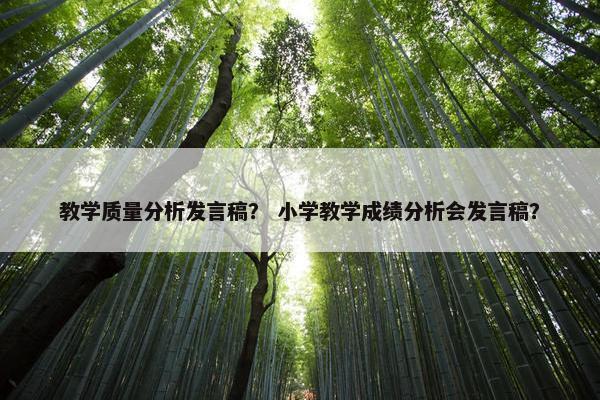教学质量分析发言稿？ 小学教学成绩分析会发言稿？