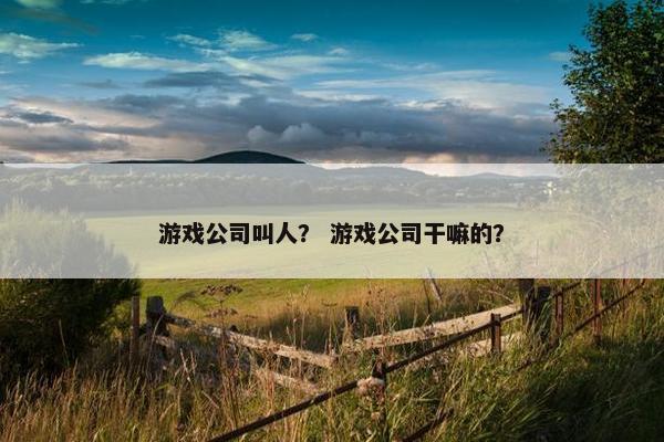 游戏公司叫人？ 游戏公司干嘛的？