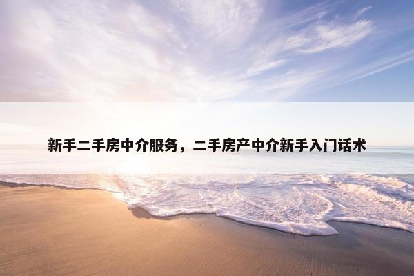 新手二手房中介服务，二手房产中介新手入门话术