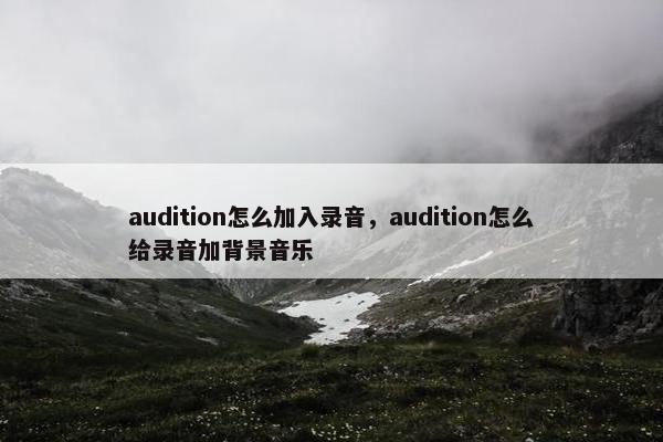 audition怎么加入录音，audition怎么给录音加背景音乐