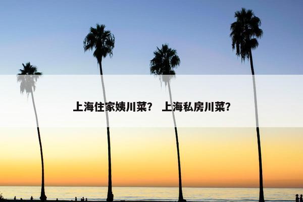 上海住家姨川菜？ 上海私房川菜？