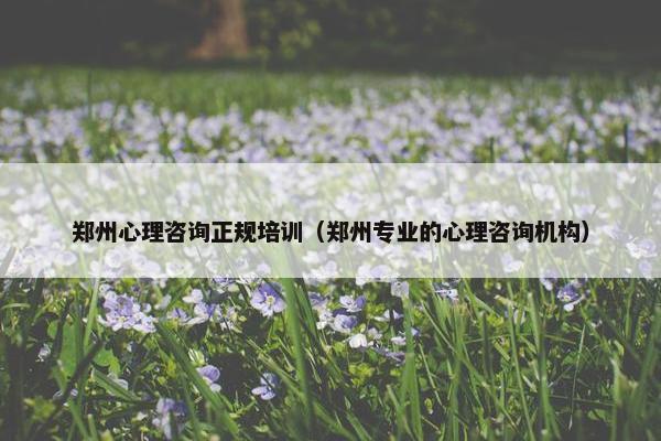 郑州心理咨询正规培训（郑州专业的心理咨询机构）