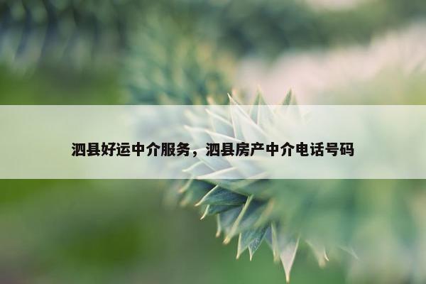 泗县好运中介服务，泗县房产中介电话号码